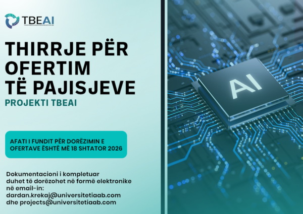 Thirrje për ofertim për furnizim me pajisje në kuadër të projektit TBEAI
